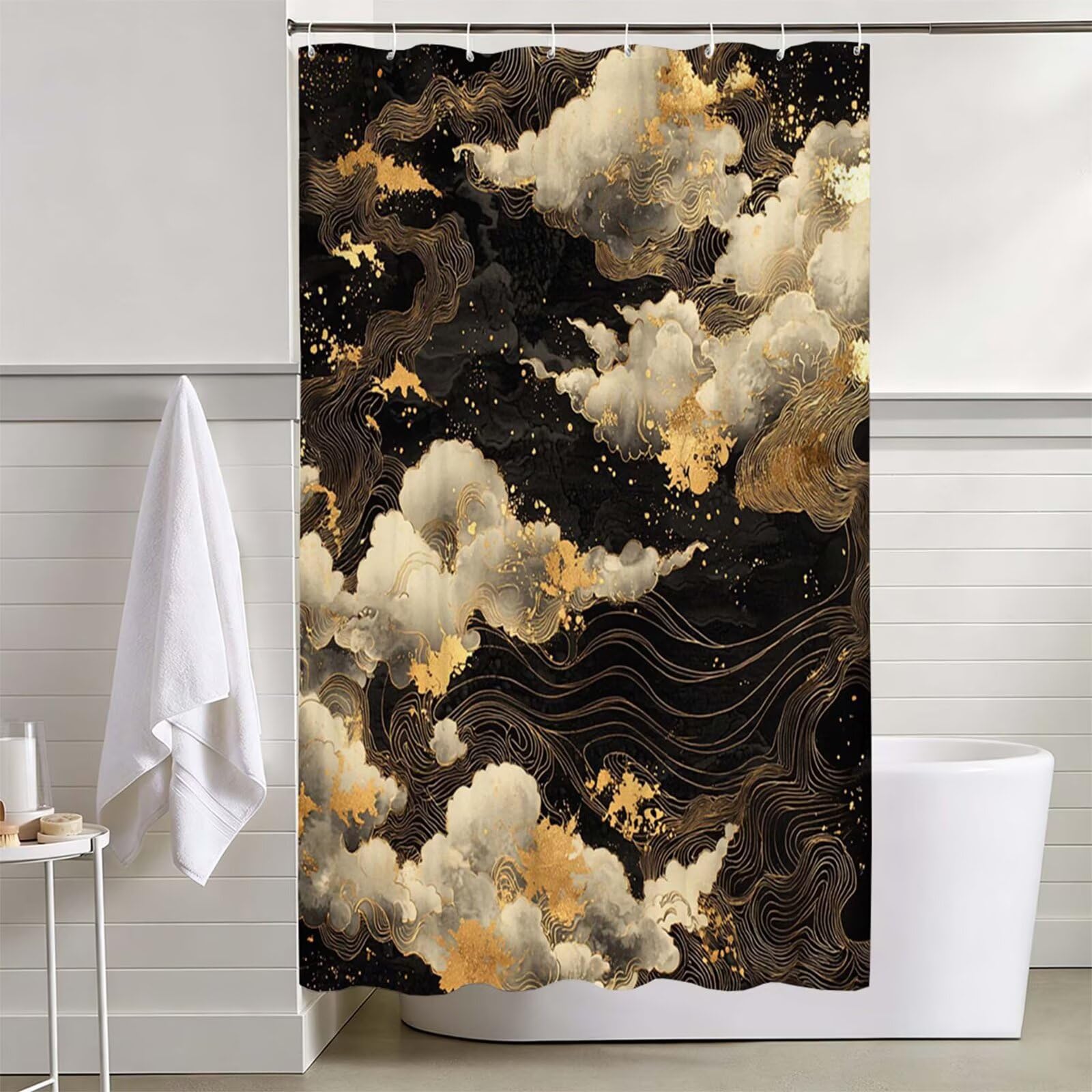Duschvorhang Schwarz, Duschvorhang 160x200cm L-265