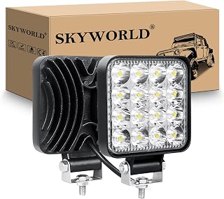 SKYWORLD led lights Offroad, 2pcs 3.34 inch 48W Square Spot Mini Driving Fog Light Work Lamp 12V 24V for Car Trucks 4x4 SUV ATV Tractors Excavator Boats Lighting, 6000K White