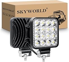 SKYWORLD 2 x 12 V LED Spotlight Car, 3.34 Inch 48 W Mini Spot Headlight Car Offroad Lighting Fog Light for SUV ATV Tractor Truck 4 x 4, 6000 K White, LED Work Light, LED Work Light 2pcs 48W 12v led strahler