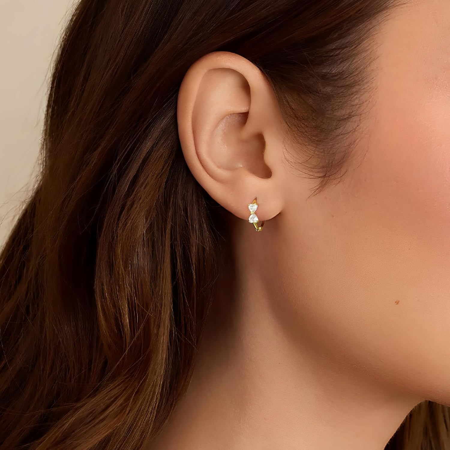 DAILY VIBES Small Gold Huggie Earrings for Women 14K Gold Plated Hypoallergenic Dainty Mini Cubic Zirconia Star Cross Cartilage Hoop Earrings - Image 2