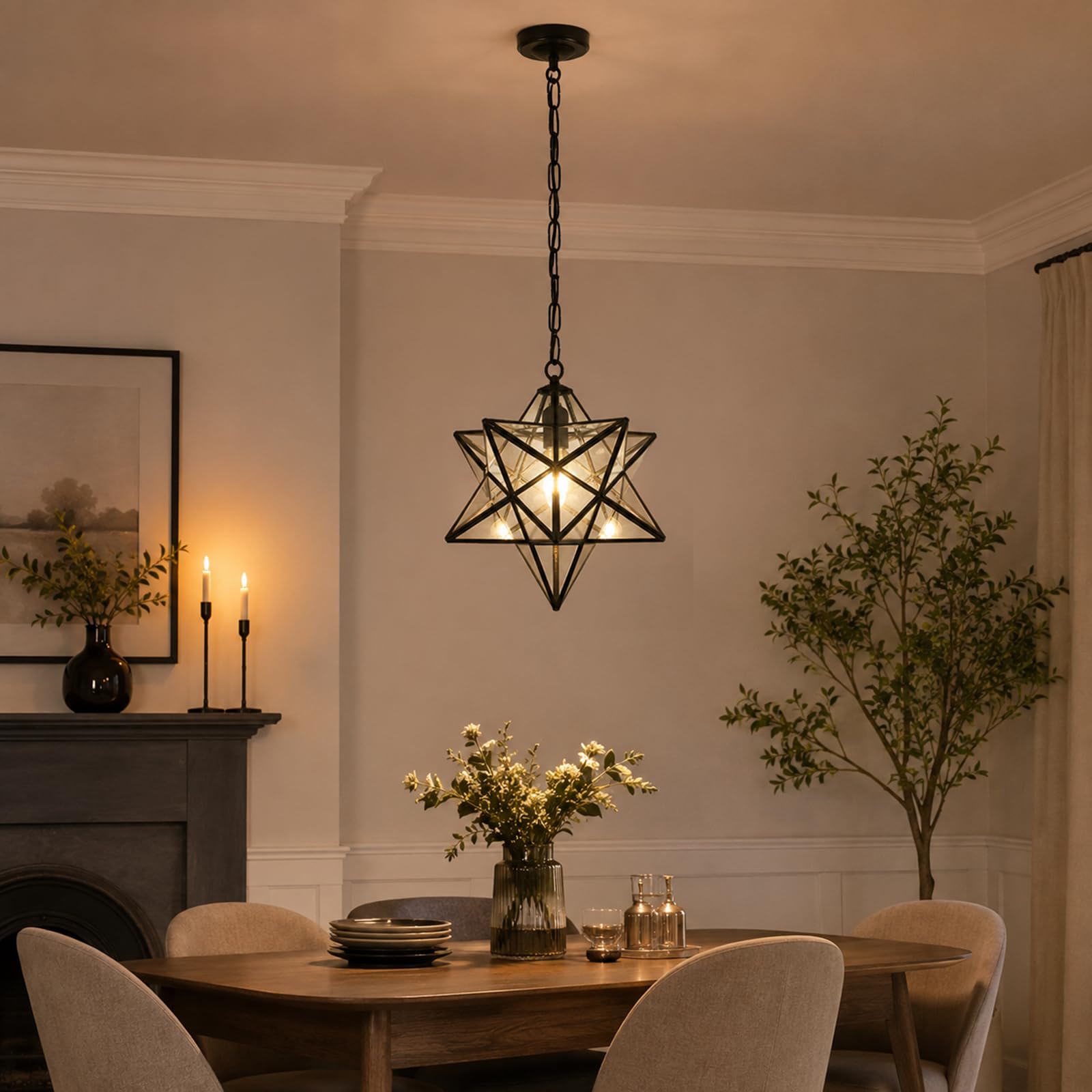 retro skandynawski styl pentagram stereo gwiazda wisząca lampa elektro-lutowanie szkło lampa sufitowa loft wiejski żyrandol (przezroczysty)