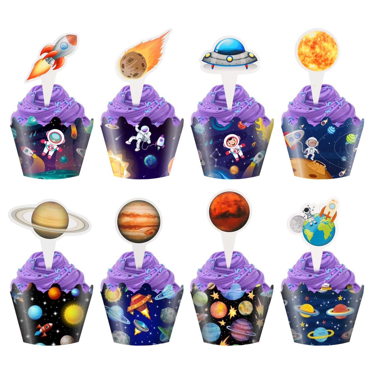 22 Pièces Décorations Gâteau Espace - Toppers Astronaute, Fusée Et Planète Pour Anniversaire Thème Spatial