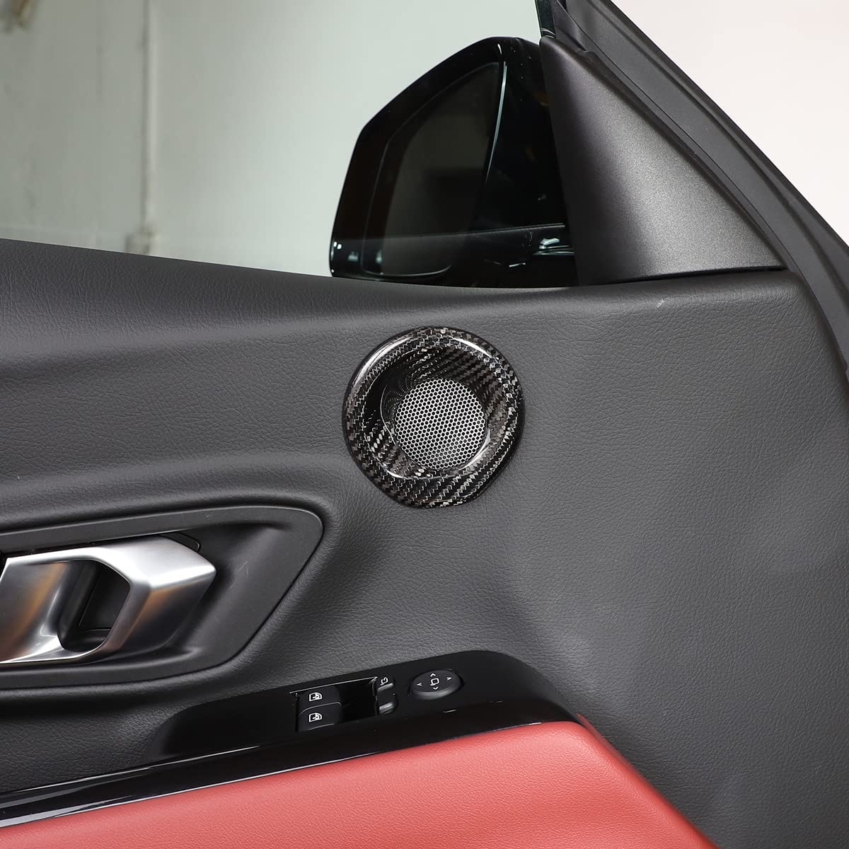 Fit for Toyota Supra GR A90 A91 MK5 2019 2020 2021 2022 Real Carbon Fiber Car Door Speaker Ring Cover Decoration Accessories (Black Carbon Fiber)