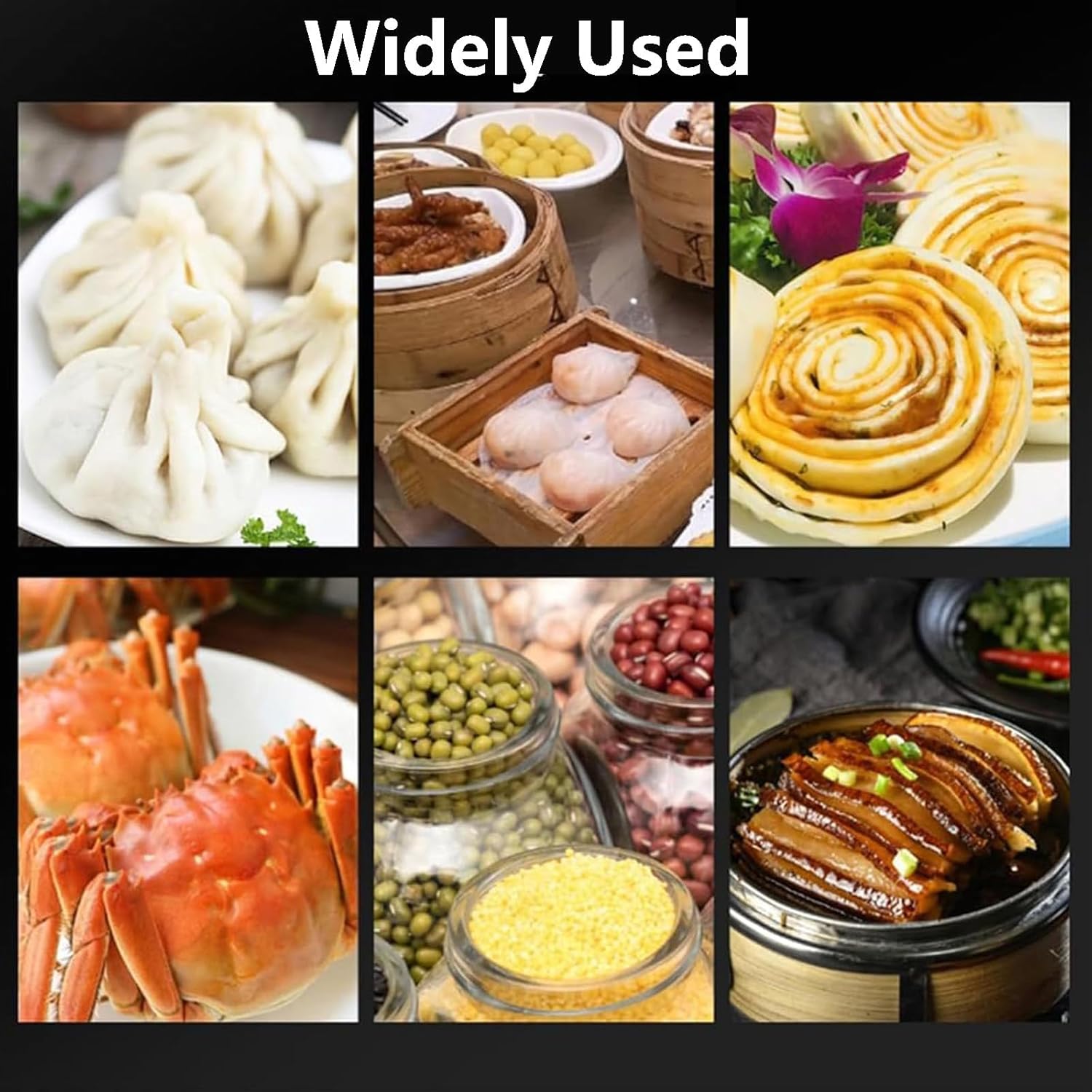 Food Steamer, Four Hole Electric Steamed Buns Machine, Stainless Steel Frame Commercial Food Bread Buns Warmer 30-110℃ Temperature, for Home Store Buffet Restaurant