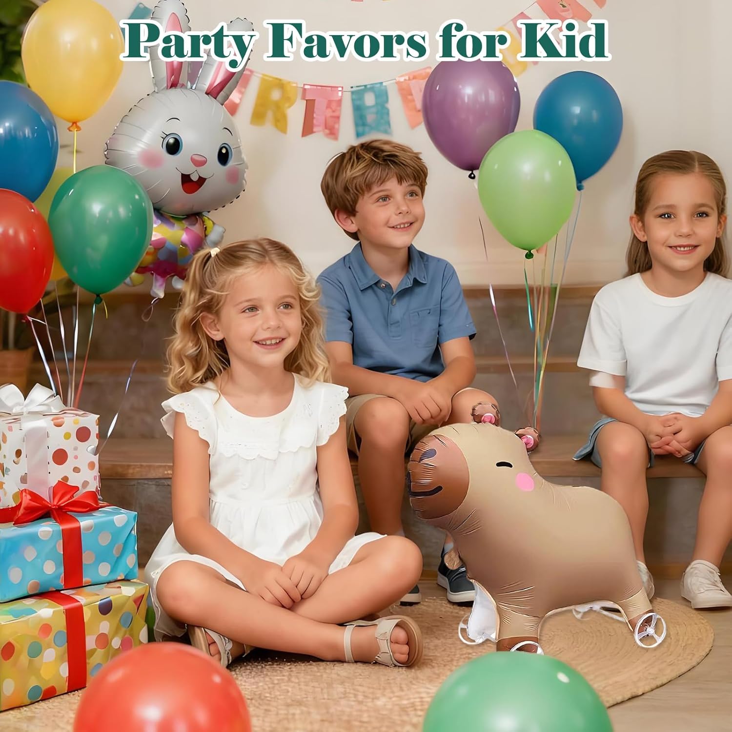 Capybara Pirthday Decorations Walking Balloon with Wheels – Self-Standing Animal Balloon for Kids, Capybaras Party Decorations for Birthday Theme Supplies