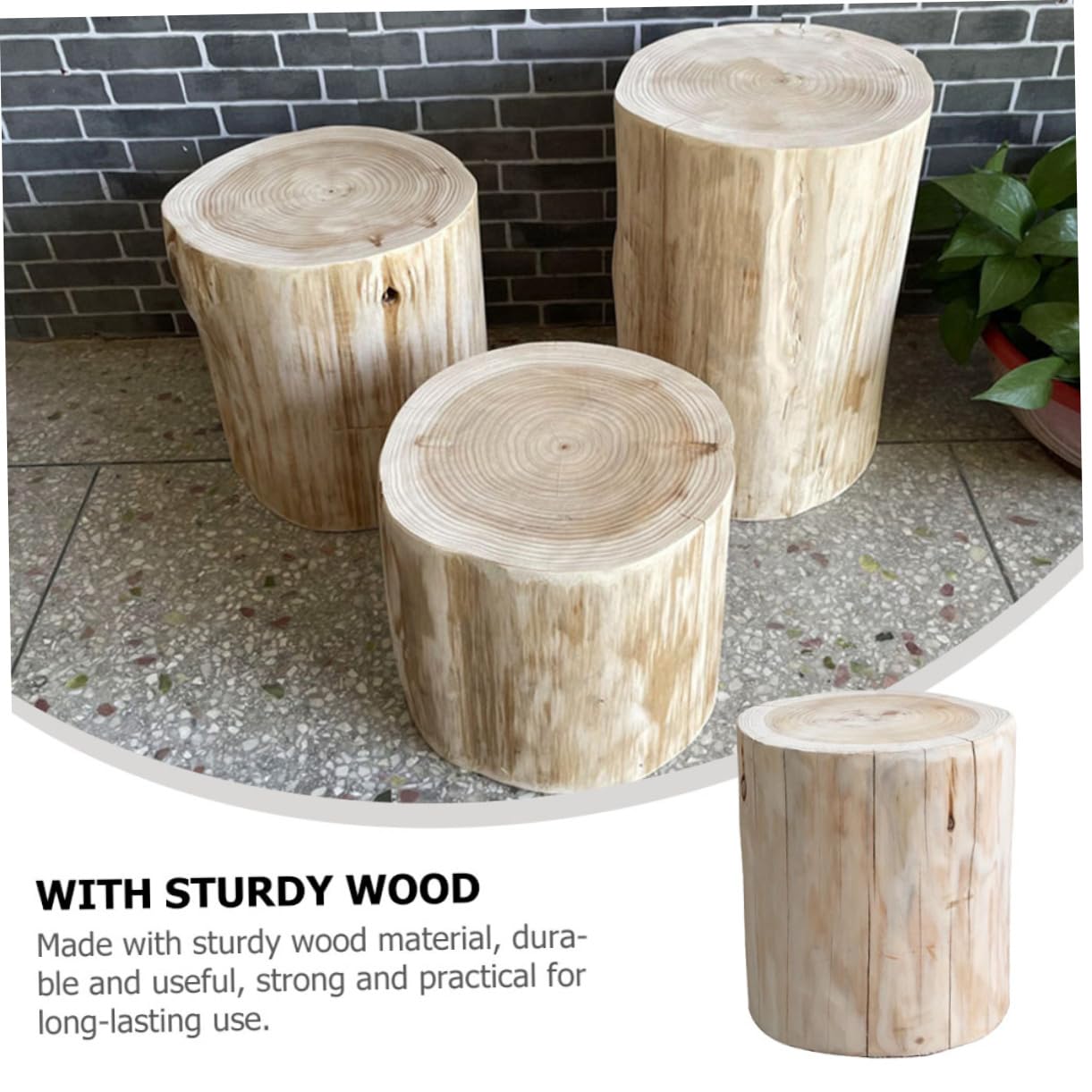 Praktischer Holzhocker aus Massivem Holz Multifunktionaler Sitzhocker und Trittleiter für Wohnzimmer und Garten Natürlicher Holztrittschemel in Beige 18-21cm Durchmesser 30cm Höhe