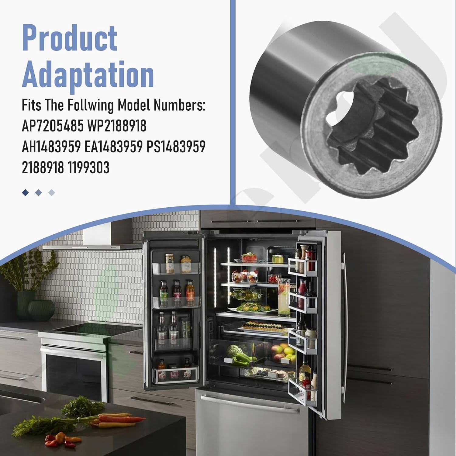 W11629923 Refrigerator Coupling Compatible With Whirlpool Kitchen Aid Maytag Refrigerator AP7205485 WP2188918 AH1483959 EA1483959 PS1483959 2188918 1199303