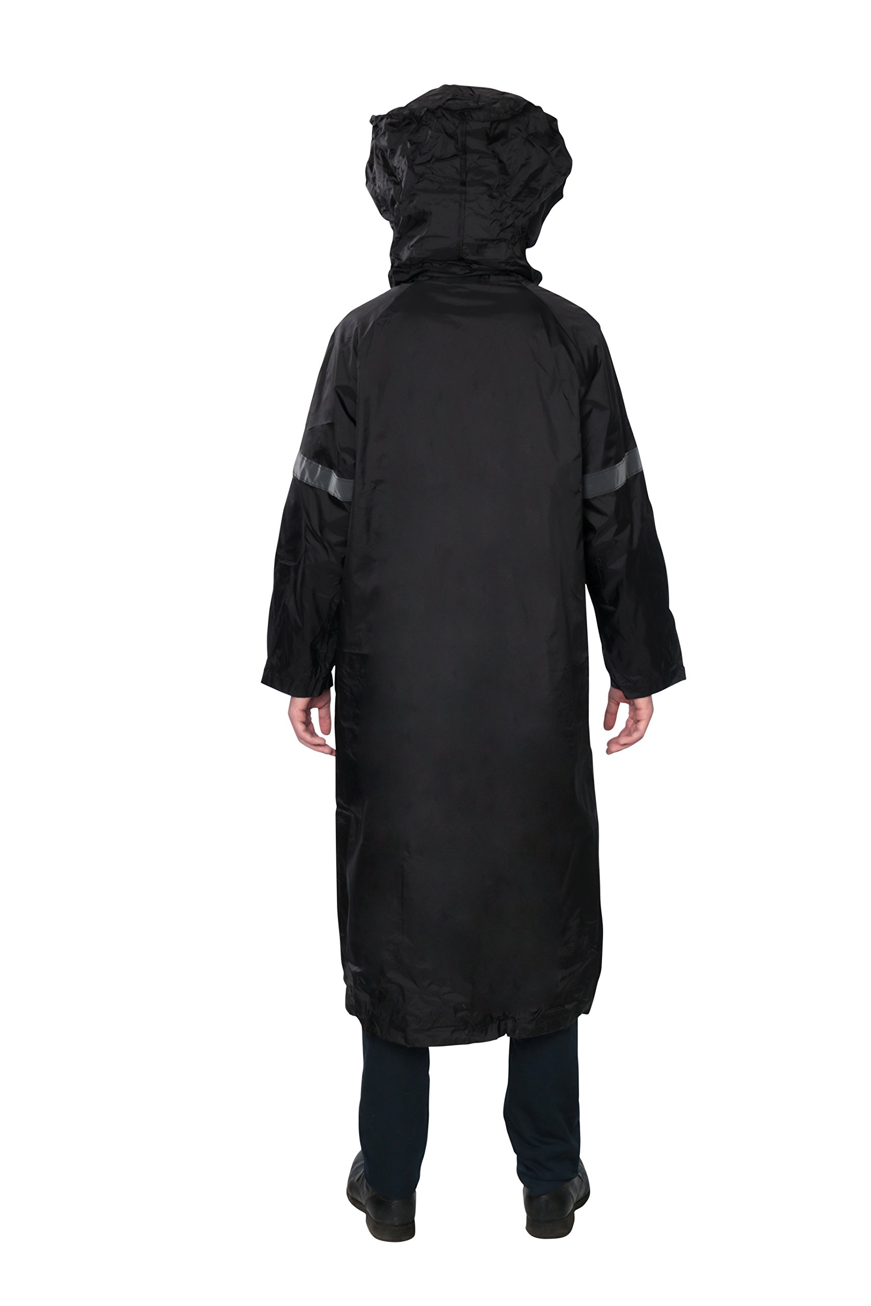 Men's Nylon Long Raincoat with Hood for Hat-With Travel Pouch