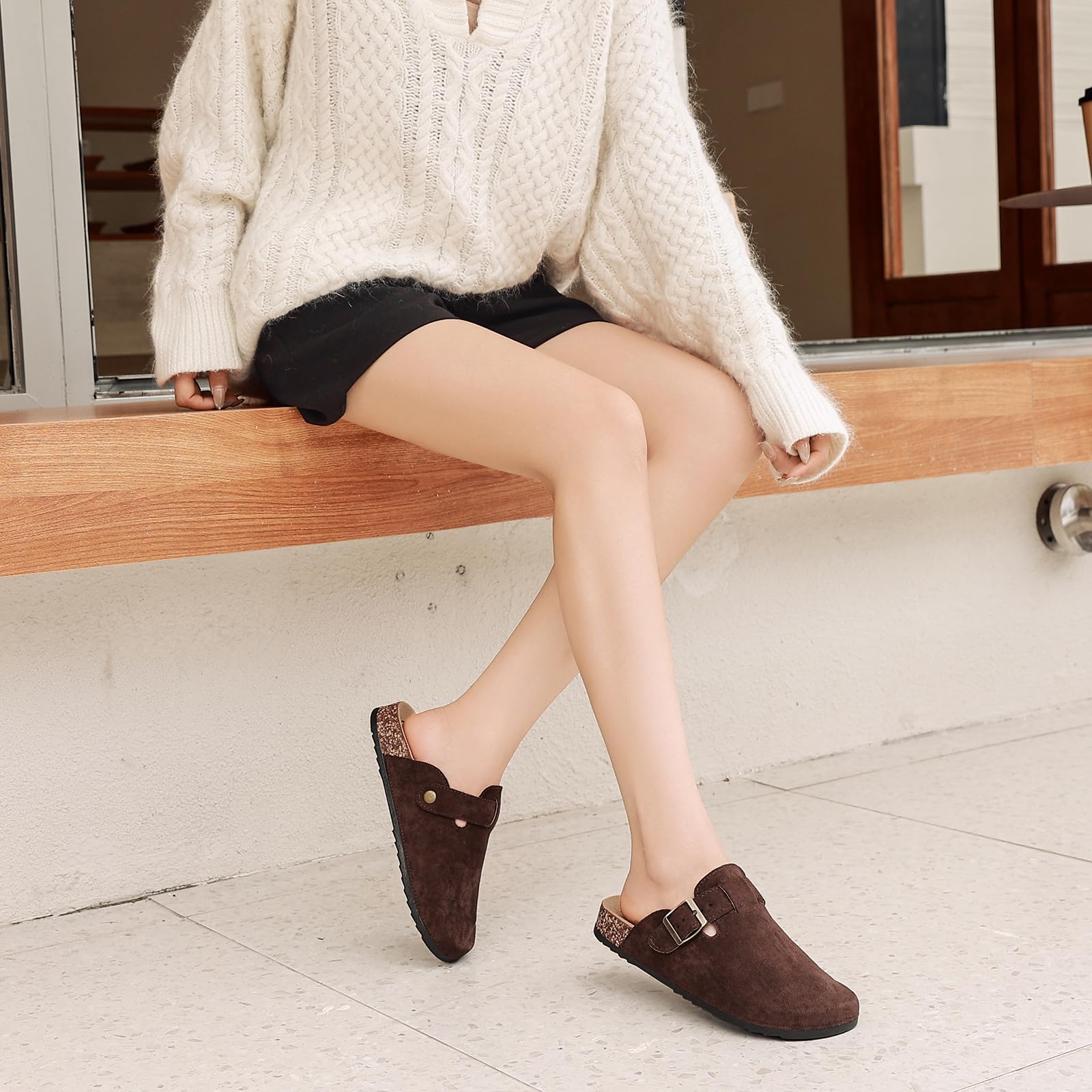Mules et Sabots Homme Femme avec Liège Boucle Réglable Semelles Chaussures de Jardin Confortable d'Intérieur Extérieur 35-45