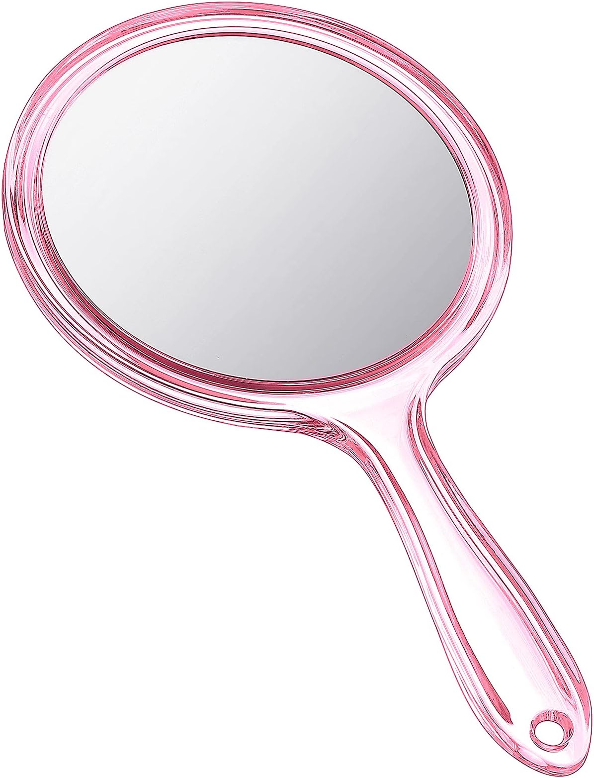 Jetec Hand Mirror Double Sided Handheld Mirror 1X/ 2X Magnifying Mirror With Handle Mirror Rounded Shape Makeup Mirror (Pink) - Plastic