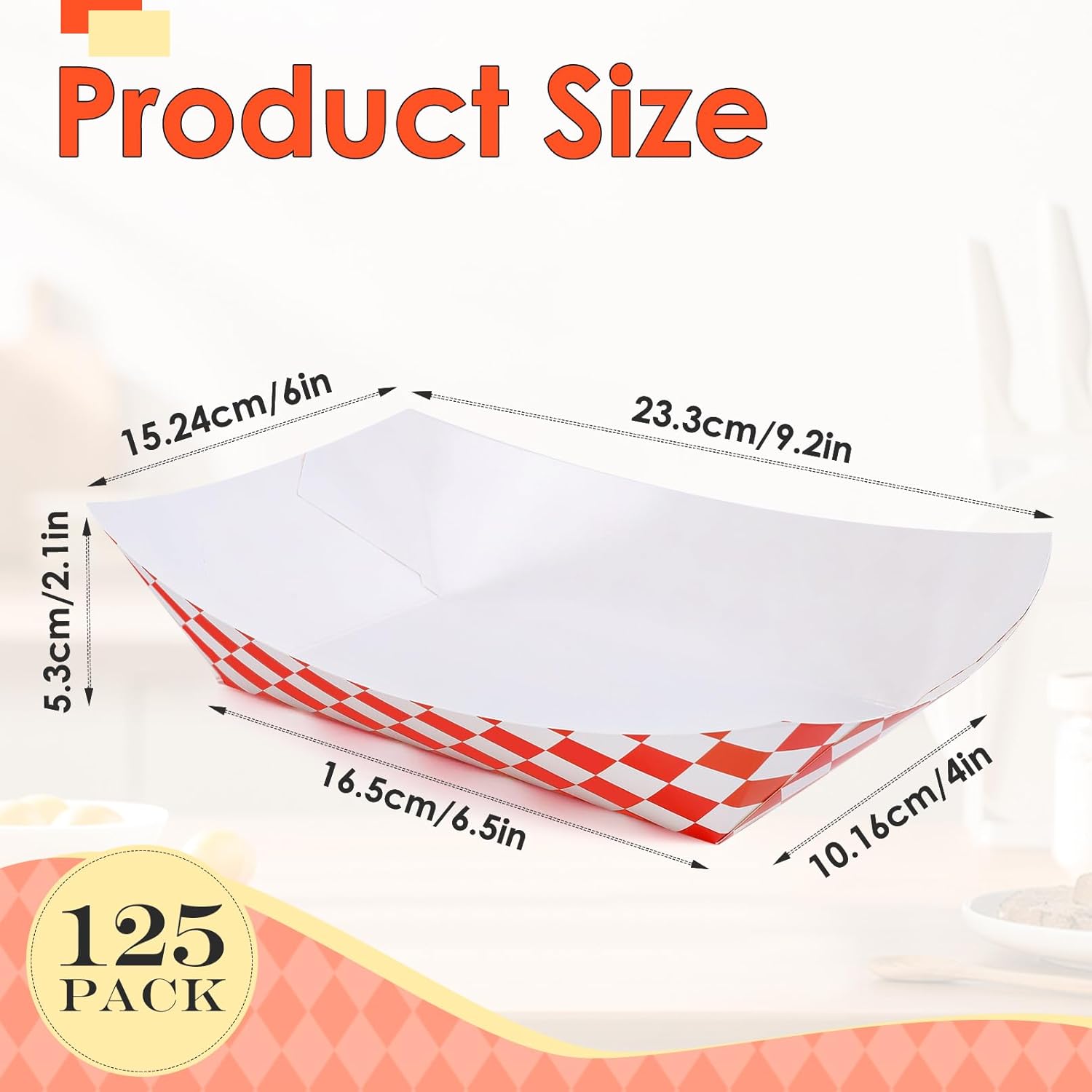 Blcculi 125 Pack Paper Food Trays, 2lb Disposable Paper Food Boats, Red & White Checkered Serving Tray, Nacho Trays for Party Picnic Carnival Holds Snack Fries Hot Dog, Grease Resistant