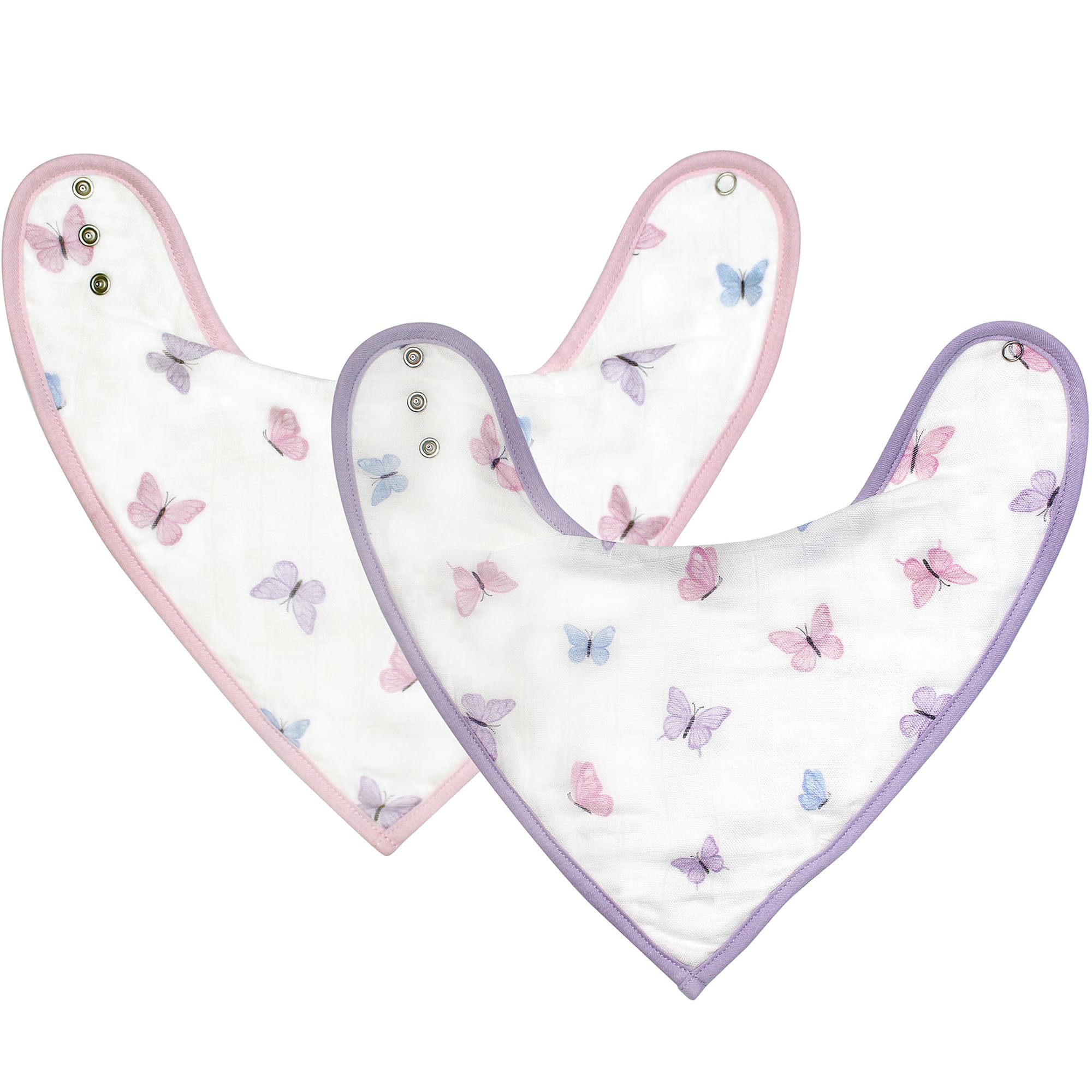 Bamboo Little Baby Bibs (Pack of 2) - Adjustable Snap Bibs with Terry Backing - Absorbent, Soft, & Durable - Perfect for Drooling, Teething, & Mealtimes - Baby Feeding Essentials (9' x 13.25')