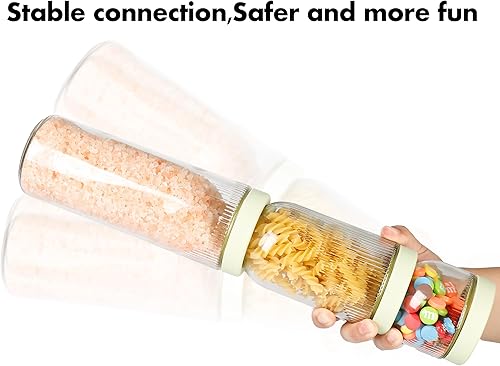 Miniatura 8 de Paquete de 3 tarros herméticos de vidrio apilables para almacenamiento de alimentos, con tapa de rosca con función a presión, recipientes de cocina