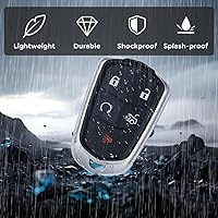 Vista 5 de Funda para llave de coche con entrada sin llave compatible con Cadillac ATS Escalade XTS CTS XT5 2014-2019, para Cadillac CTS Sedán, llavero de 5