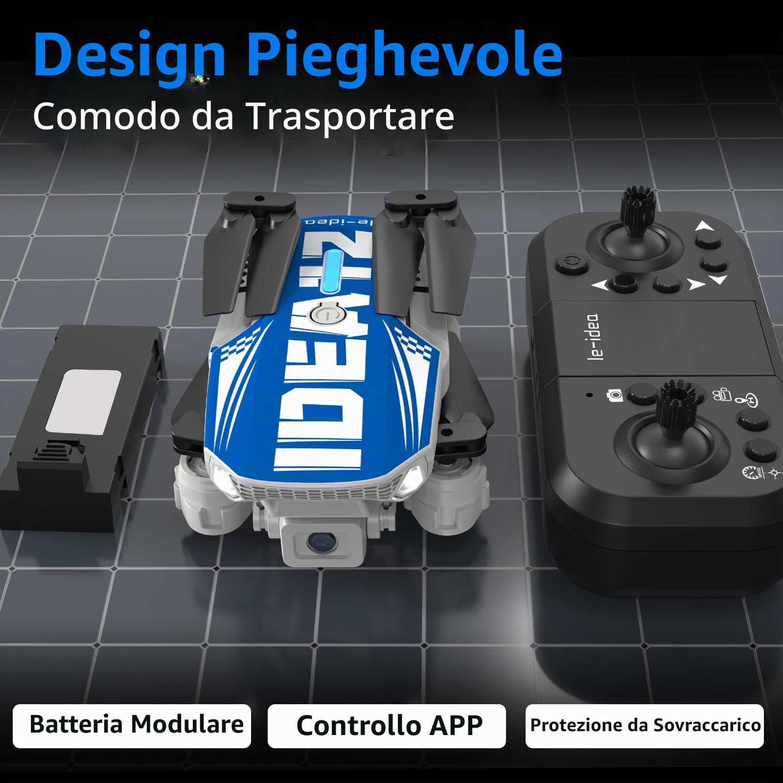Mini Drone con Telecamera 1080P, IDEA12 Drone con Posizionamento Flusso Ottico, Evitamento Ostacoli 270°, Modalità Senza Testa, Quadcopter Droni con Trasmissione WiFi per Adulti