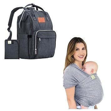 KeaBabies Diaper Bag Backpack and Baby Wrap Carrier - Waterproof Multi Function Baby Travel Bags -All in 1 Original Breathable Baby Sling, Lightweight,Hands Free Baby Carrier Sling, Baby Carrier Wrap