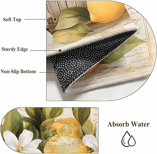 Miniatura 7 de 5x8 Area Rugs, Watercolor Lemon Non-Skid Rubber Backing Large Rectangle Rugs - Living Room Bedroom Home Office, Retro Fruit Blossoming Botanical