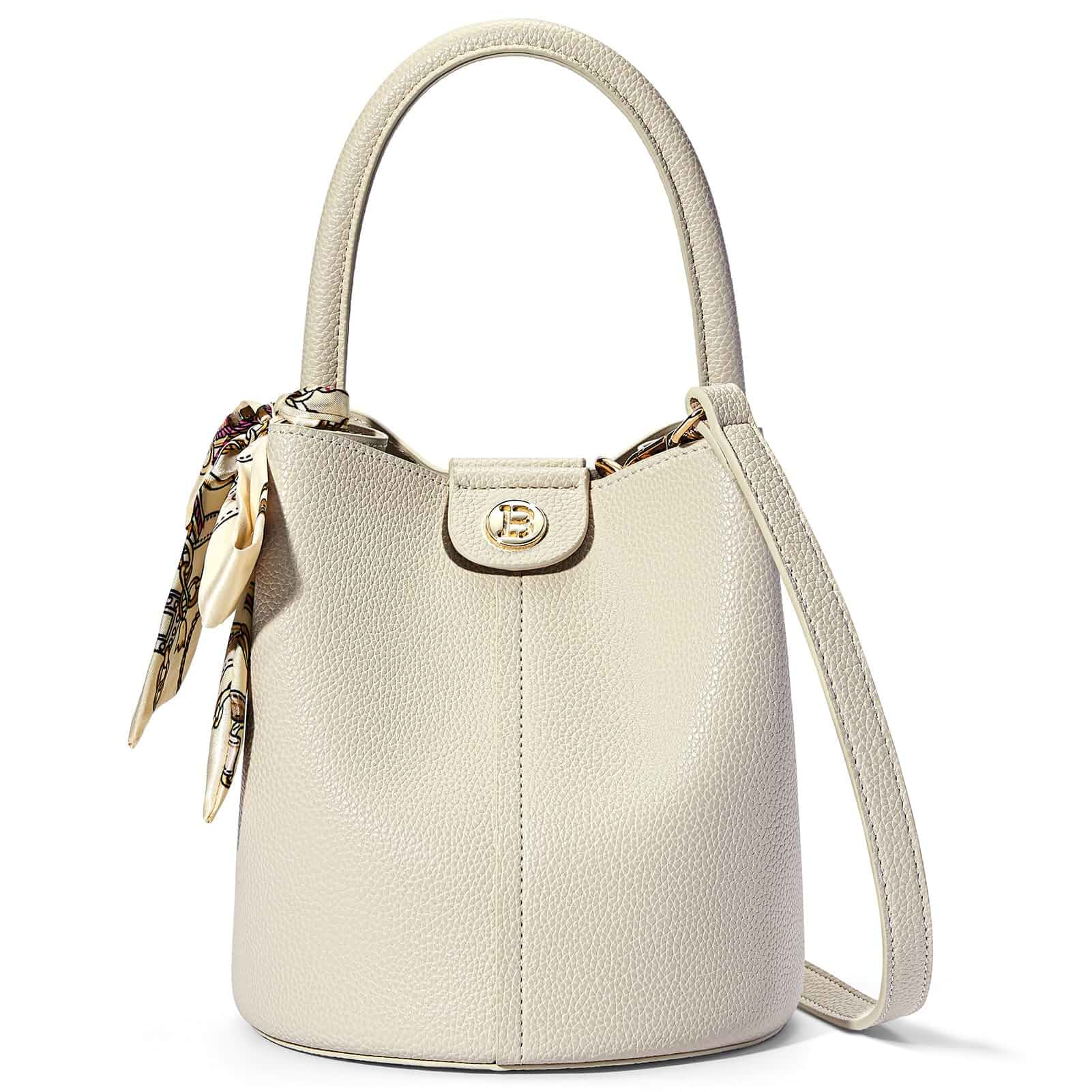 BOSTANTEN Small Crossbody Bags for Women Vegan Leather Purse Bucket bag Removable Shoulder Strap, Mini and Cute, With Silk Scarf, Designer and Trendy, Soft Casual for Everyday Travel