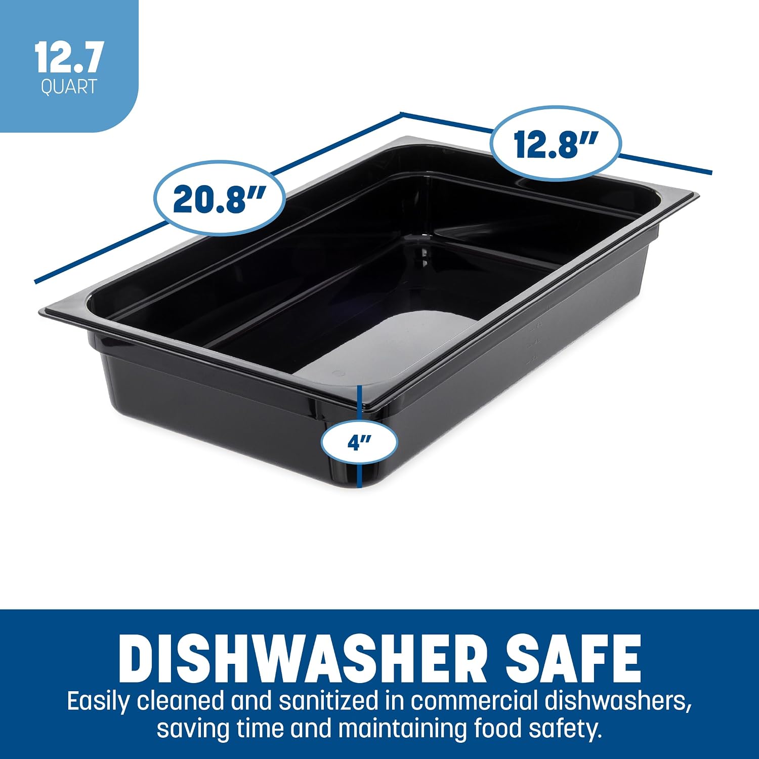 Carlisle 10201B03 StorPlus Full Size Food Pan 4" Deep Black