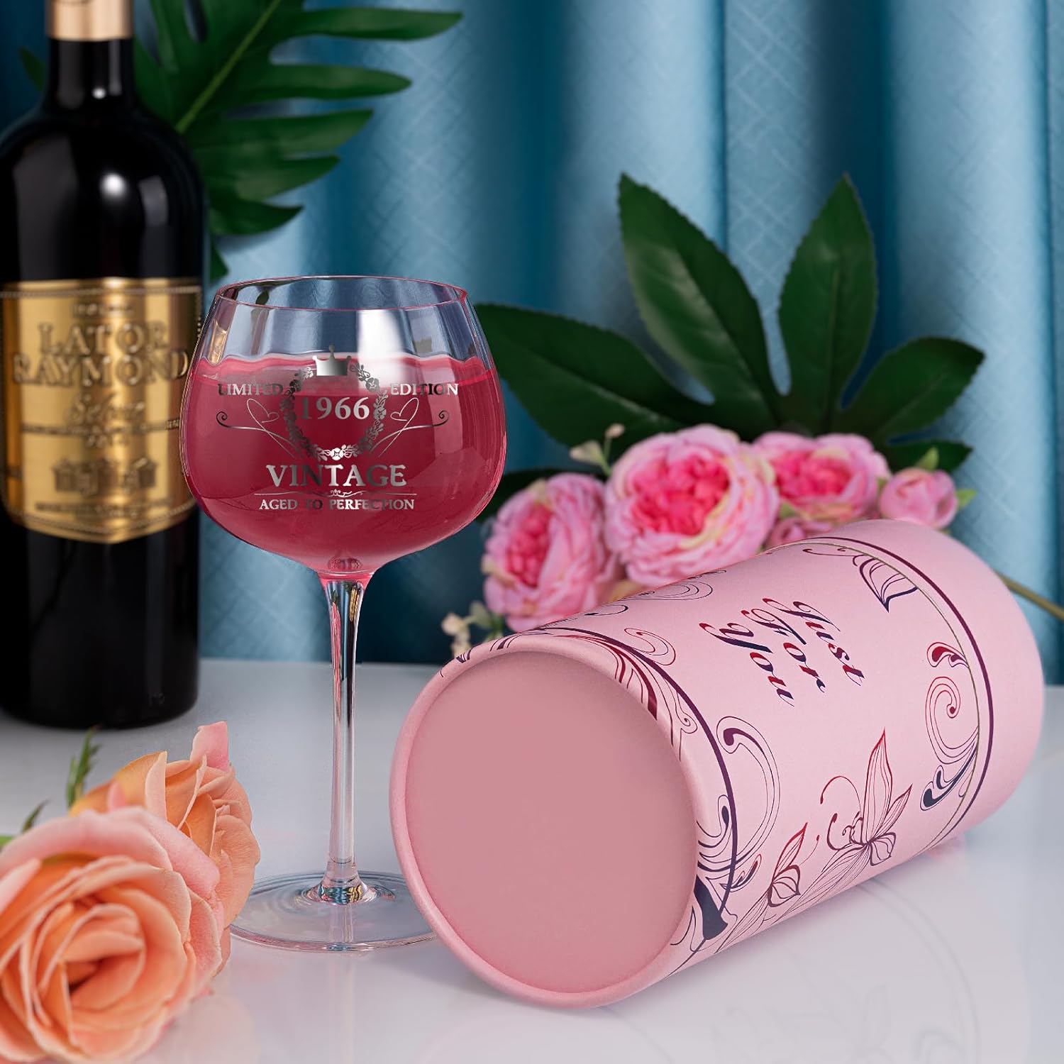 60TH Birthday Gifts for Women, Vintage 1966 Engraved 60th Wine Glass, 60 Year Old Birthday Decorations For Women, Funny 60 Bday Gifts Idea For Her, Friends, Daughter, Sister Mom - Turning 60 Present
