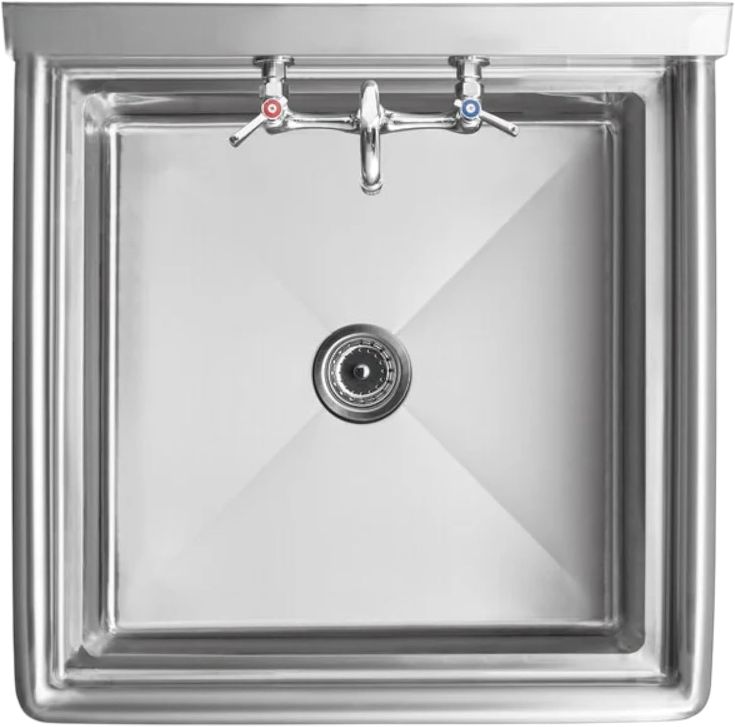 29 1/2" 18-Gauge Stainless Steel One Compartment Commercial Sink with Faucet - 24" x 24" x 12" Bowl Utility Sink Fregadero De Cocina Bar Sink Wash Sink Deep Sink Handwash Sink Slop Sink