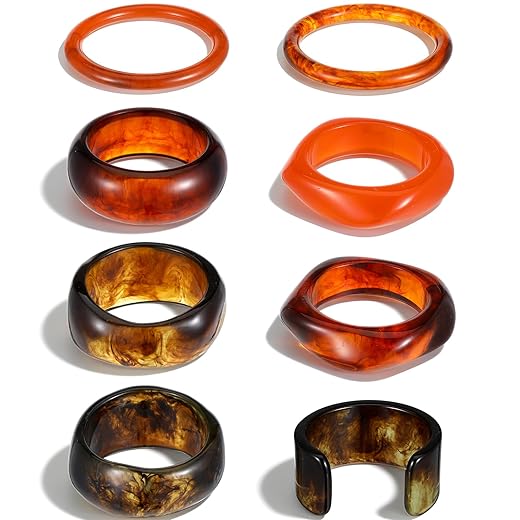 8 Pcs Acrylic Resin Chunky Bangles Bracelets for Women Punk Bangle Geometric Chunky Bracelets Thick Acetate Statement Christmas Jewelry Gifts Set