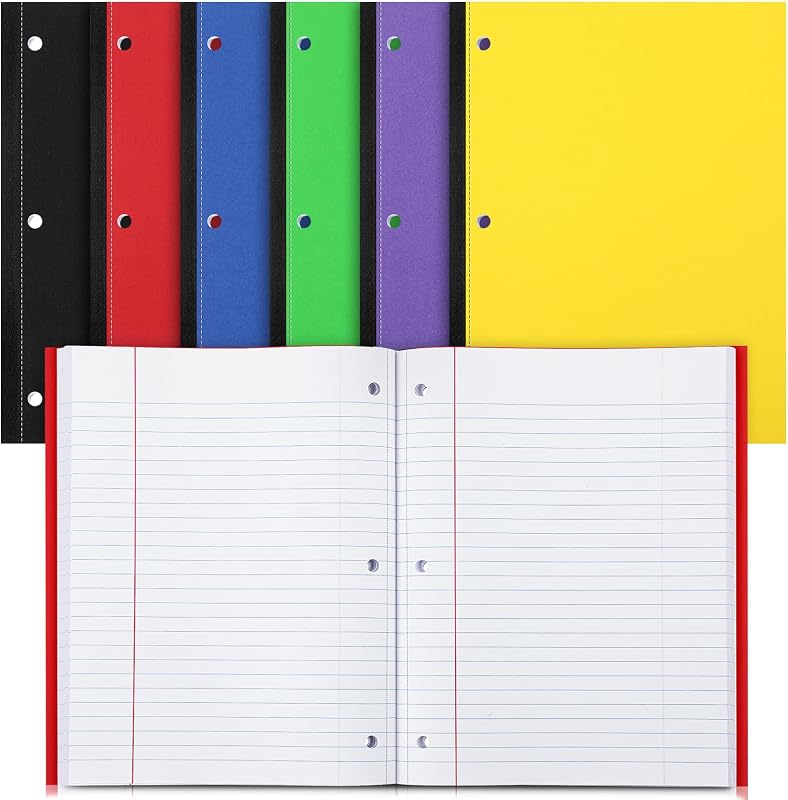 6 Pack Subject Wireless Notebook College Ruled 3 Hole Notebooks | Fits School & Office Writing Needs, Easy Organization for Notes & Journaling, 6 Pack 7.99 x 10.51 Inch, Composition Notebook