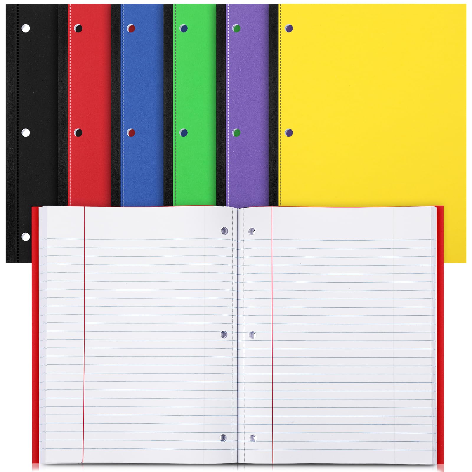 Henoyso 6 quaderni a 3 fori, 160 pagine, a righe universitarie, per raccoglitori a 3 anelli, per scuola, classe, casa, ufficio