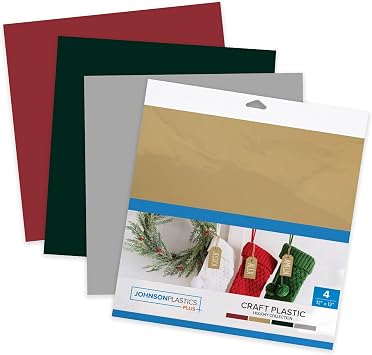 JPPlus Craft Plastic Plastic Craft Sheets for Cricut, Laser Cutter, Engraver Use- Holiday, 4 Pack