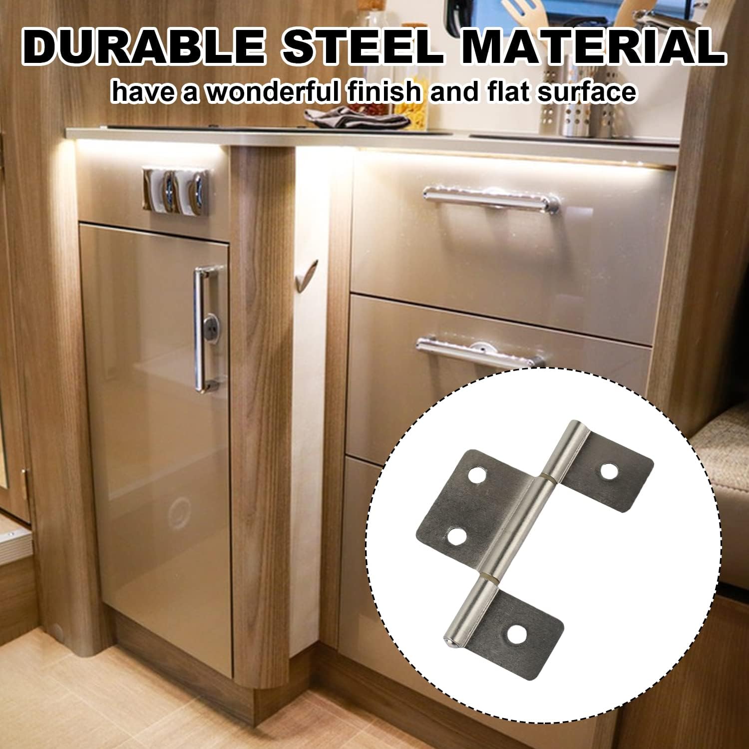 Three Leaf Non-Mortised Hinge for Mobile Home & RV Interior 8 Packa Satin Nickel Door Hinges with Screws
