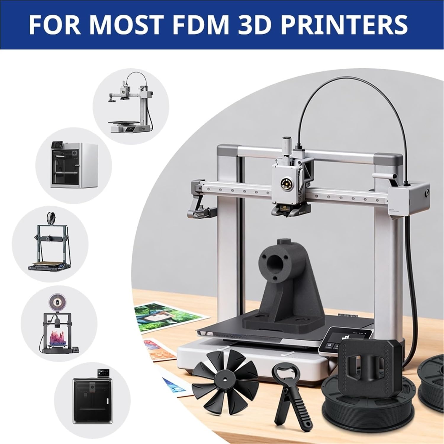 PA Nylon Carbon Fiber Filament 1.75mm 300g Roll, High Strength Composite 3D Printer Filament for FDM Printers