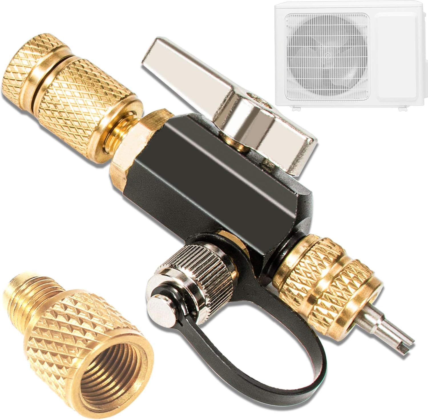 Herramienta de Extracción de Válvula HVAC 1/4 Pulgada con Adaptador