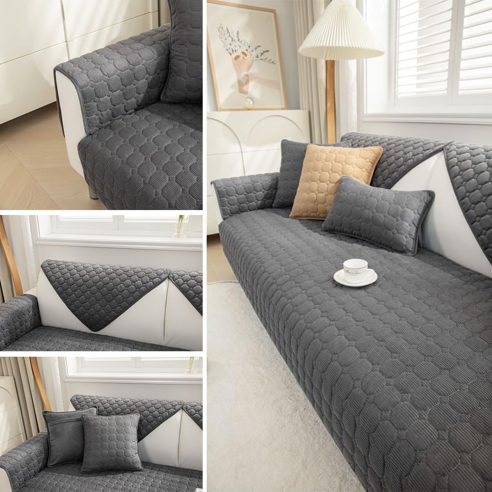 NUODWELL Sofa Cover 1/2/3/4 Seater, Flannel Anti-Slip Corner Sofa Slipcover, Pet Sofa Protector - Image 4