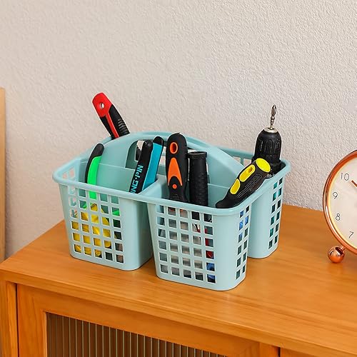 Miniatura 48 de JiatuA Cesta de ducha portátil con compartimentos, organizador de suministros de limpieza con asa, almacenamiento de plástico, contenedor de Negro