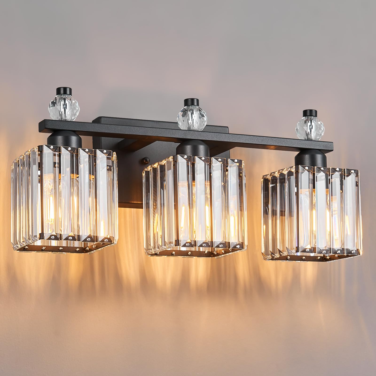 Sand Black Bathroom Vanity Lights Crystal Vanity Light Bathroom Lighting Fixtures 3 Light Modern Vanity Lighting Fixtures