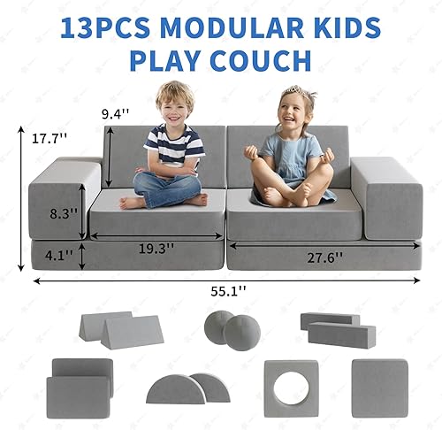 Miniatura 17 de 12 sofás modulares de juego para niños con 2 bolas y túnel, sofás de juego para niños pequeños para sala de juegos, sofás modulares para juego de