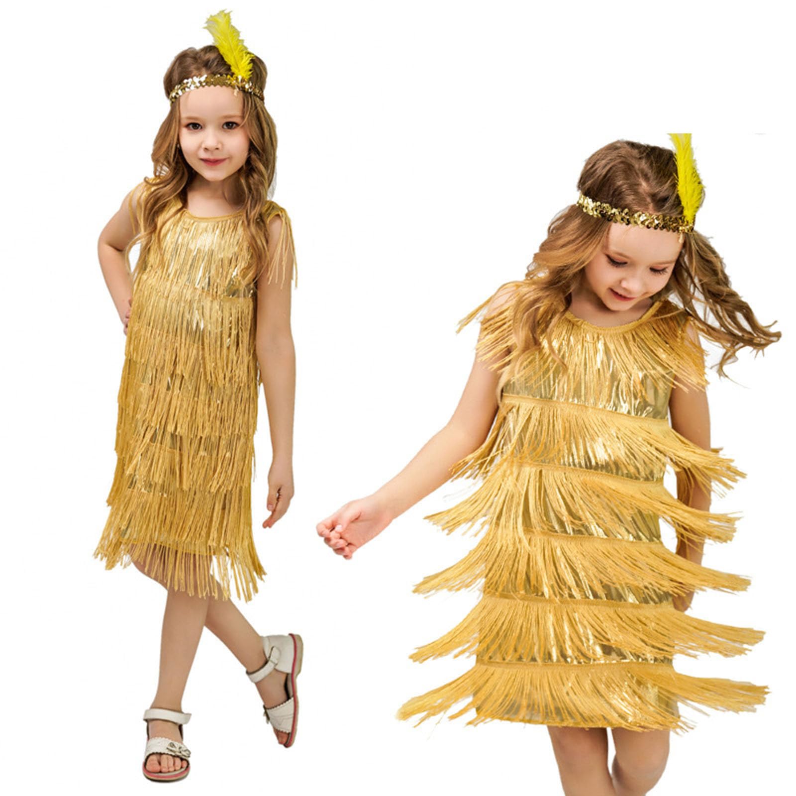 Gonna da Ballo Bambina Abito da Ballo Latine Ragazza Vestito con Frange Bambina Abbigliamento Ballo Bambina Vestito Carnevale Bambino Vestito Danza Bambina Gonna Classica Bambina