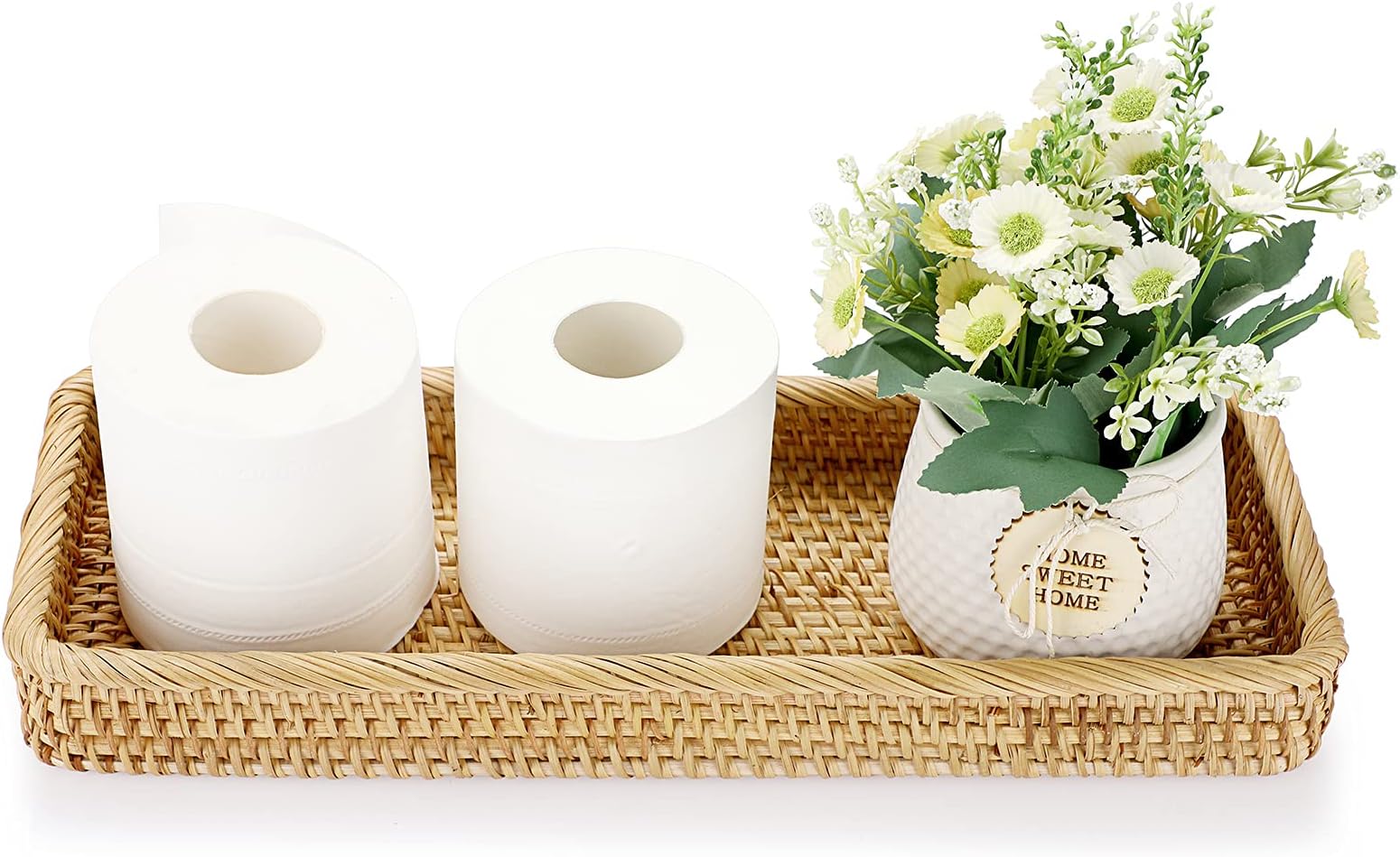 DOCMON Wooden Bathroom Tray Vanity Trays, Toilet Tank Tray