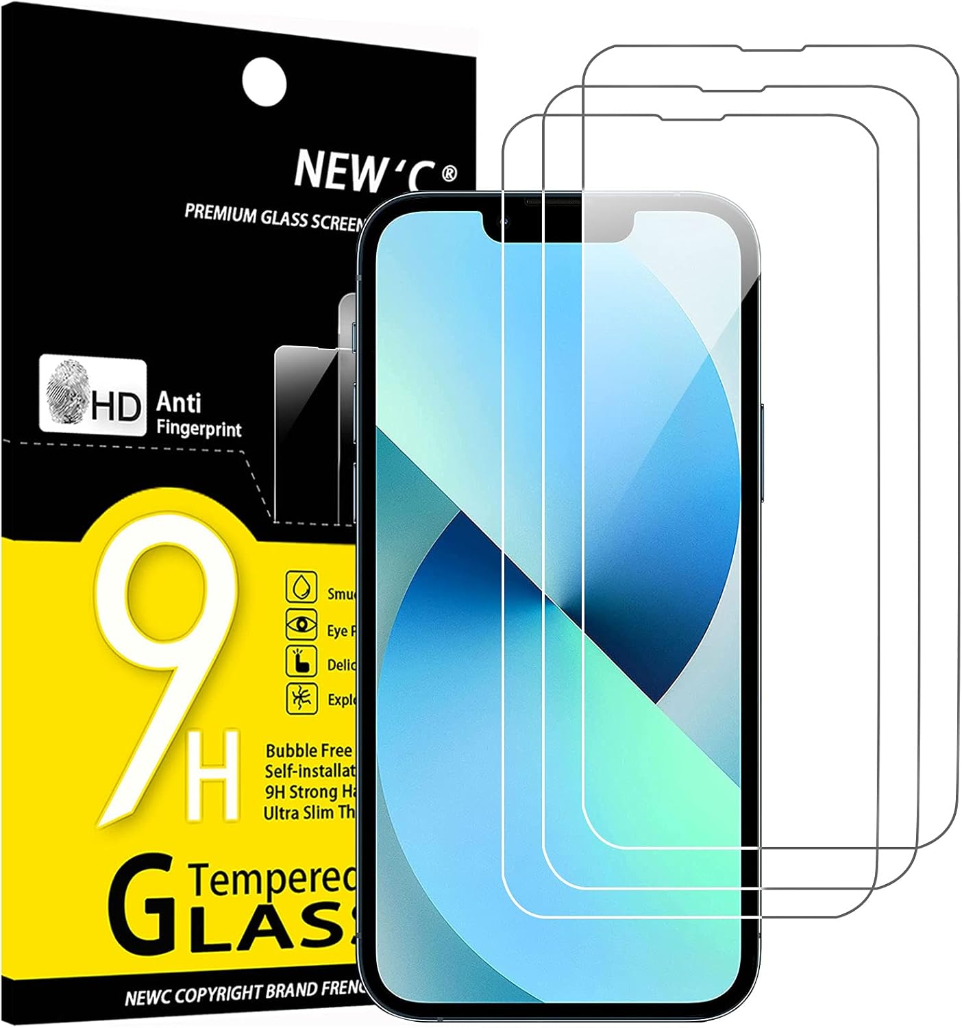 NEW'C [3 Pack] Designed for iPhone 13 Mini (5,4") Screen Protector Tempered Glass