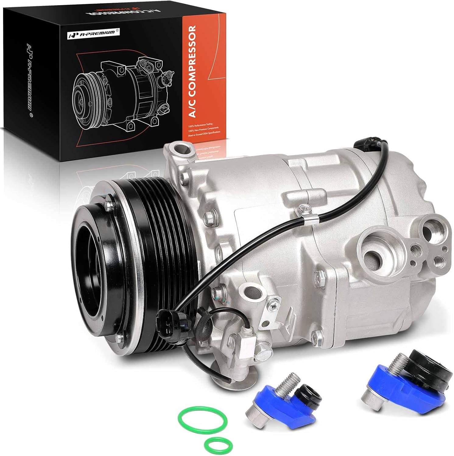 A-Premium Air Conditioner AC Compressor with Clutch Compatible with BMW X5 2007-2010, X3 2008-2010, X6 2008-2010, L6 3.0L, Without Adaptive Drive, 6 Grooves, CSE717 Compressor
