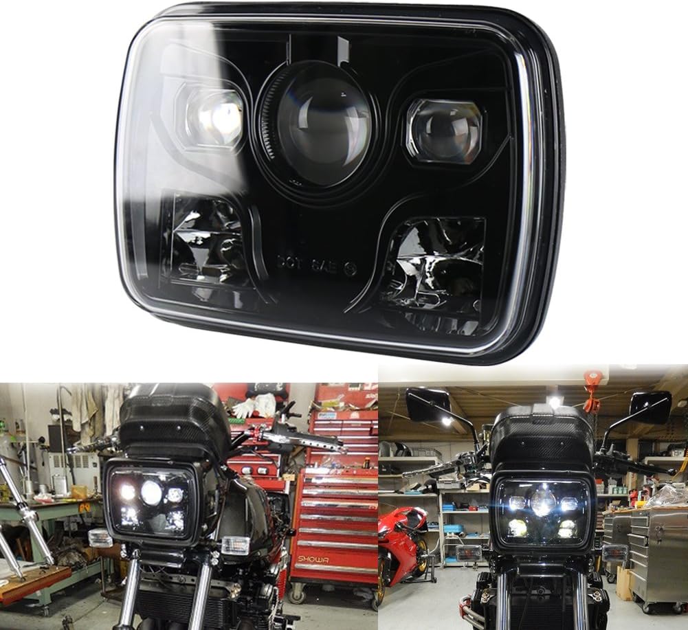 Amazon Ovotor スズキバイクヘッドライト7インチ角目タイプ車に対応のhi Loのビームdrl機能ブラック1個gsx1100e Gsx1100s Gsx750s ヘッドライト 車 バイク