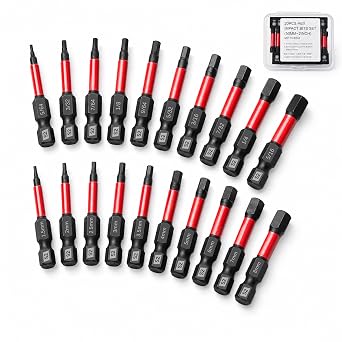 20PCS Hex Bit Set, 2-Inch S2 Steel, 1/4-Inch Shank Magnetic Bits