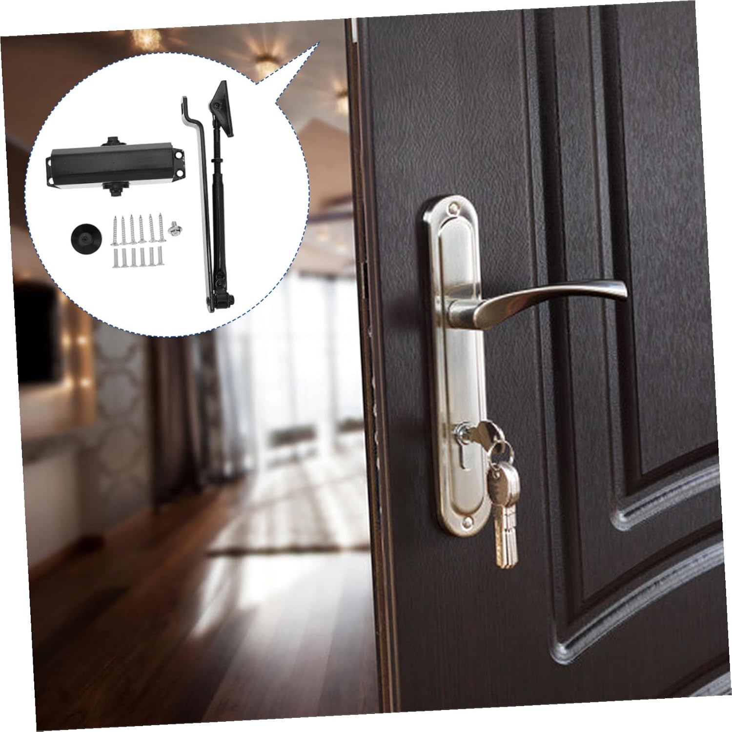 Automatic Home Door Closer Self-Closing Convenient Safety Controller for Small to Medium Doors Black Simple Design