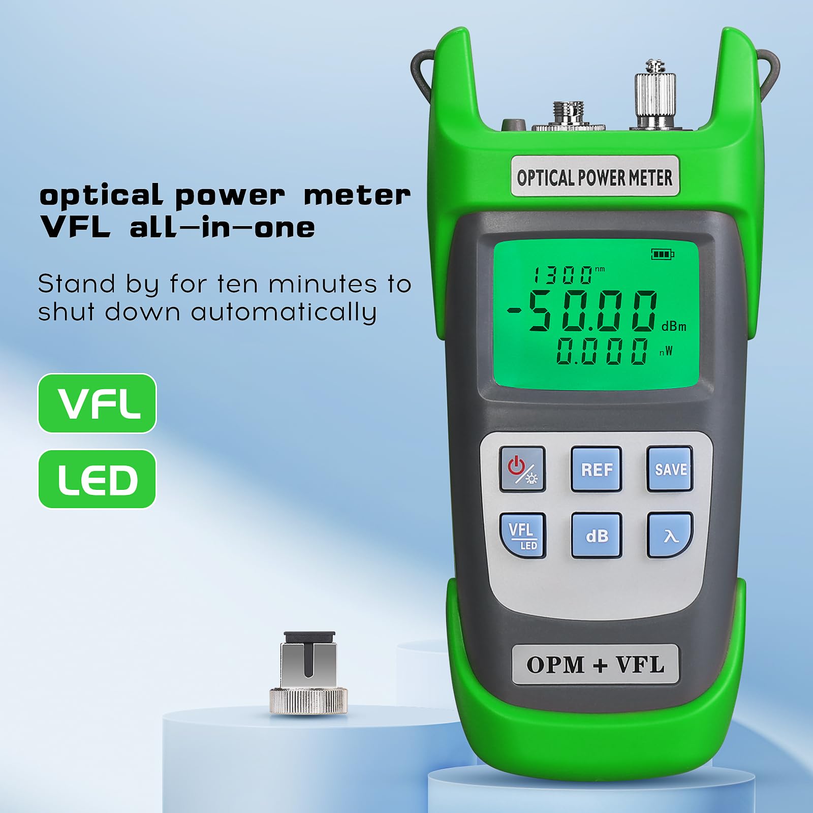 BAOSHLA A-G510B Optical Fiber Power Meter Built-in Visual Fault Locator 30KM Fiber Optic Cable Tester SC/FC/ST Interface OPM -50~+26dbm with FC-LC Adapter(Used for VFL)