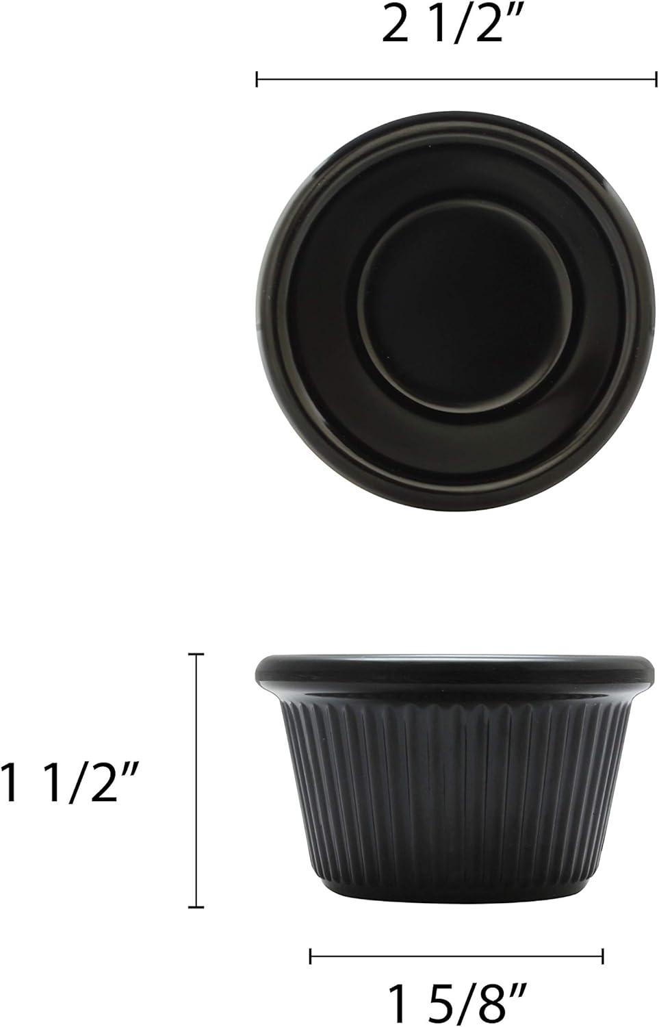 Thunder Group Fluted melamine ramekin collection 1 1/2 oz, 2 1/2" fluted ramekin, black, comes in dozen