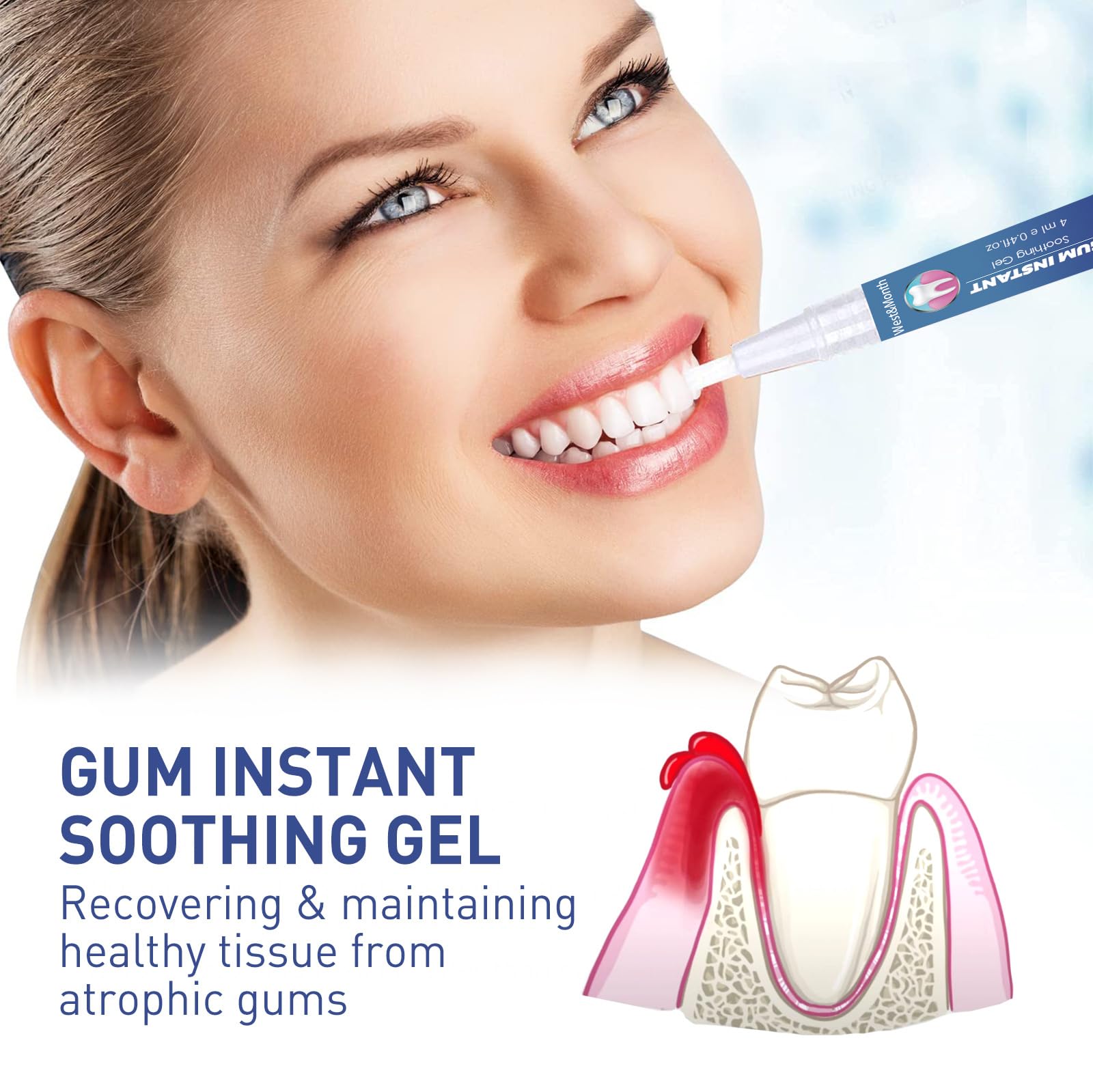 Gel de tratamiento instantáneo de goma, gel, gel de encía, gel de tratamiento instantáneo de encías, gel de terapia de encías Dentizen (3 piezas)