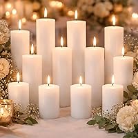 Vista 7 de Lounsweer 12 velas de pilar a granel para boda, sin perfume, juego de 3 velas de pilar de 2 x 3/6/8 pulgadas, varios tamaños para bodas, compromiso
