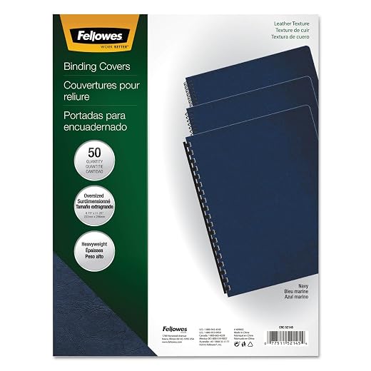 Fellowes Executive Presentation Cover, 11-1/4-Inch x 8-3/4-Inch, 50 Per-Pack, Navy (52145)