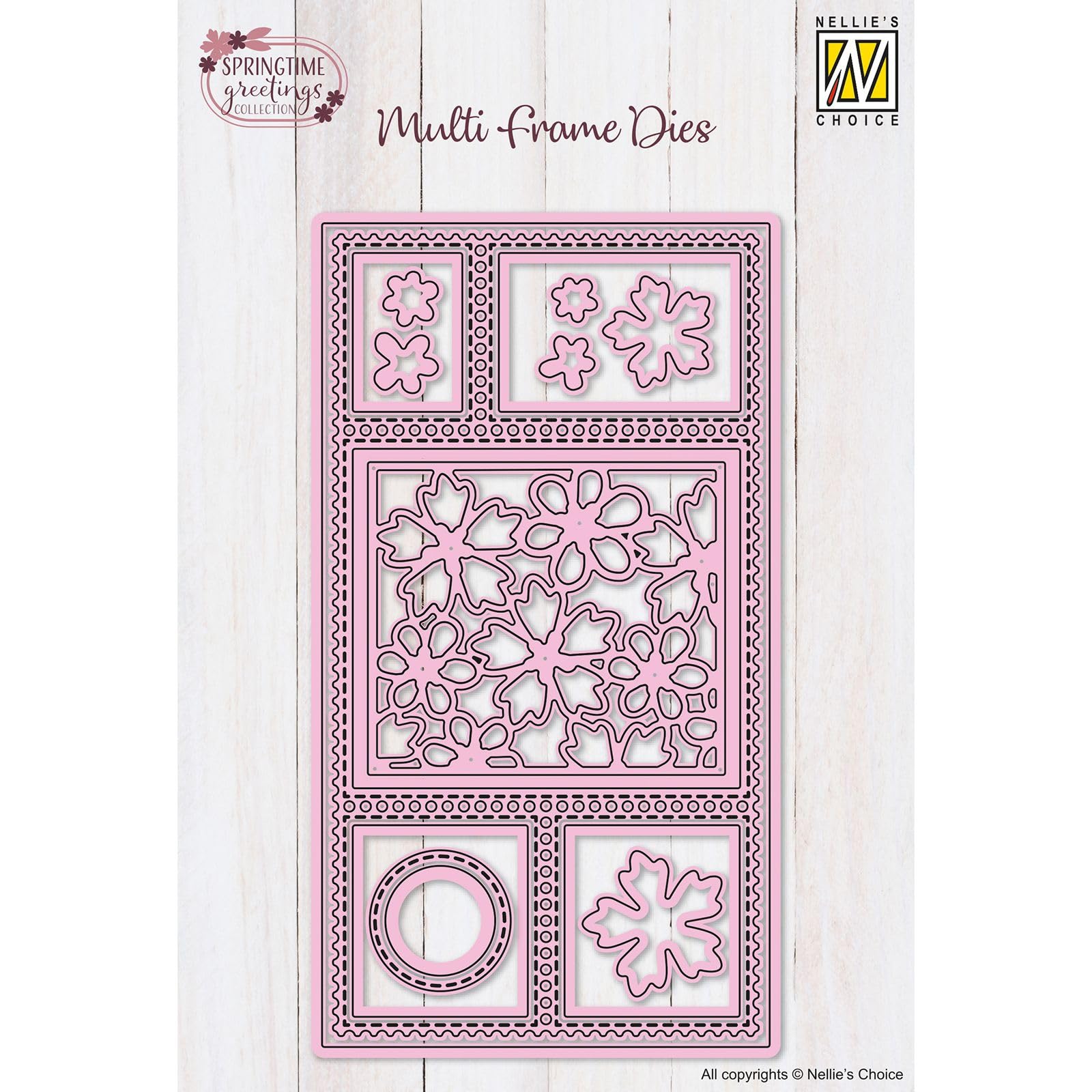 Nellie's Choice Nesting Dies Flowers 3.3 x 6.1" / 8.5 x 15 cm - 16 Multi Frame Cutting Dies - Card Making Supplies and Metal Craft Dies for Scrapbooking, DIY and Paper Crafts