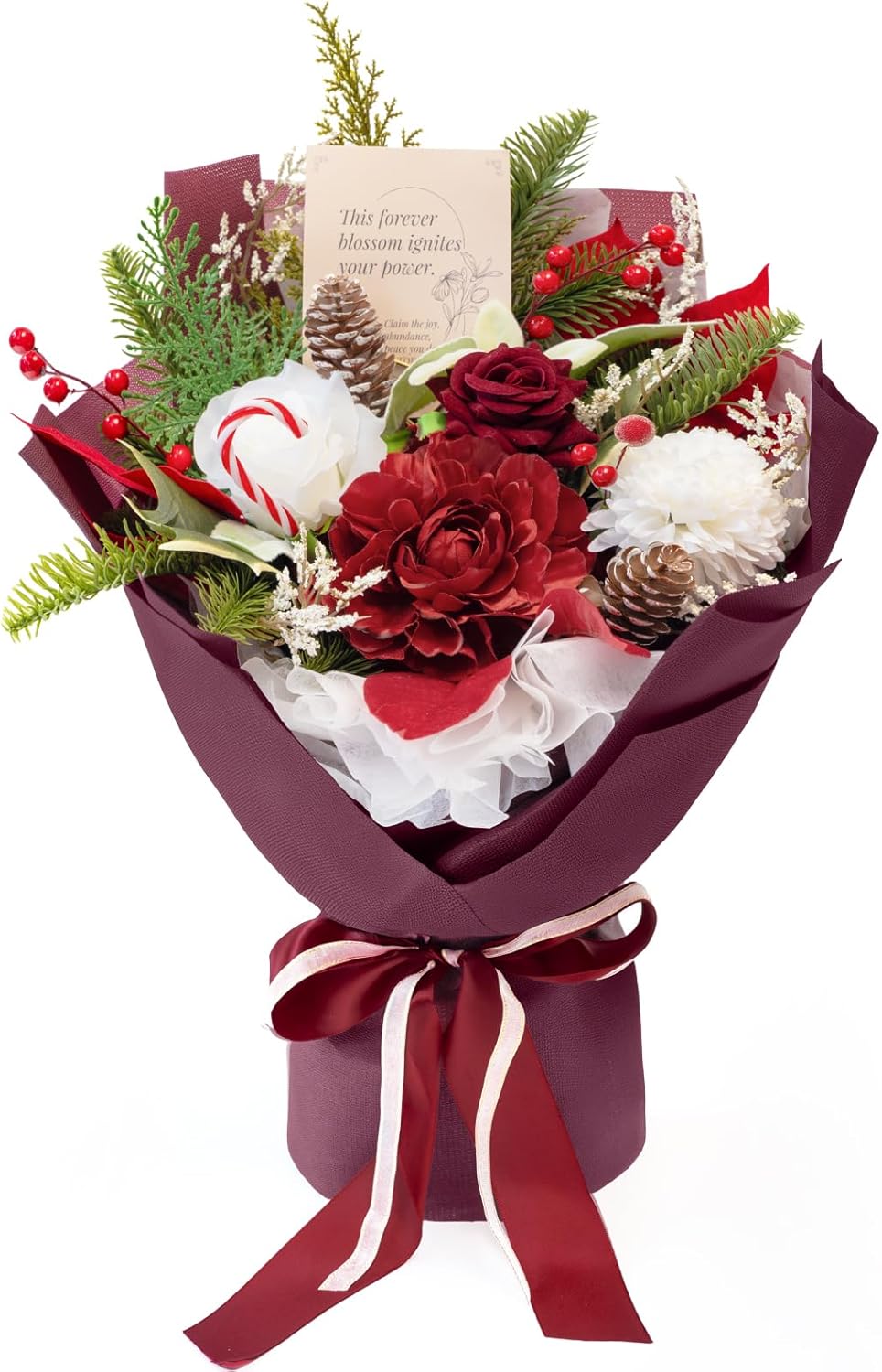 TINGE TIME Preserved Red Roses Bouquet - Lifelike Artificial Faux Flowers for Valentine's, Weddings, Winter Table Centerpieces